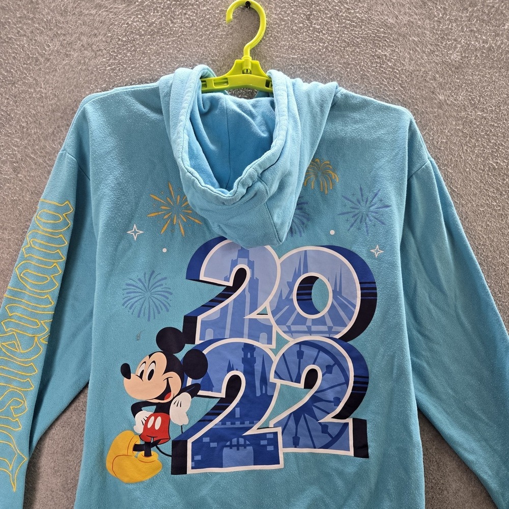 Disney Parks Women Hoodie M Blue 2022 Fleece Mickey Mouse Disneyland Resort - Picture 10 of 10